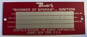10-357011 Bendix Magneto Data Plate Blank Inch Shower-of-sparks