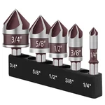 5PCS Hss Countersink Drill Bit 5-FLUTE M35 Cobalt Chamfer Cutter 82 1/4"-3/4". Fixed Price $7.51.