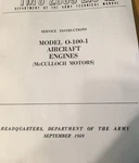 Mcculloch Motors Aircraft Engine O-100-1 Service Institutions Manual. Fixed Price $59.24.