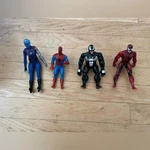Comics Figurines Vintage Spider Man, Legends Venom & Bucky. Fixed Price $25.00.