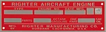 Righter Aircraft Drone Engine Data Plate Acid Etched 1940S- 1950S Counter Rotati. Fixed Price $185.00.