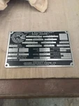 Pratt & Whitney R985 Wasp Junior Data Plate Nos. Fixed Price $20.00.