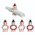 Transpac - Johanna Parker Peppermint Snowman Napkin Ring Set Of 4 TC00365. Fixed Price $20.40.