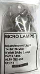 Micro Lamps P/n 1495 T4-1/2 28-VOLT 8-WATT BA9S Lamp, Incandescent 18/PACK. Fixed Price $8.92.