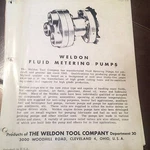 The Weldon Tool Co. Fluid Metering Pumps & 3009-C1 Service Parts Manual. Fixed Price $116.42.