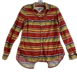 Ryan Michael Shirt Women Sz Red Western Southern Flap Pockets Linen Blend. Fixed Price $34.00.