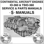 Continental Engine & TSIO-360 IO360 Service Parts -5- Manuals Cd. Fixed Price $24.95.