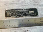 Original Wwii Usaaf Ranger D-2 V-32 Engine Aircraft Data Name Plate. Fixed Price $149.77.