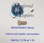 Solid Aerospace Rivets, 1/2 Or Lb, Multiple Variations, P/n MS20426AD3-. Fixed Price $35.00.