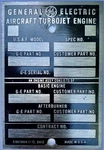 Original General Electric Aircraft Turbojet Engine Data Plate, J47 DPL-0126. Fixed Price $41.95.