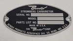 Stromberg Bendix Products Aerospace Div Carburetor Wasp Junior Id Plate. Fixed Price $65.00.