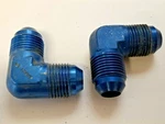 Lot Of (2) Blue Aluminum 1/2" Sae 37 Flared Male 90 Elbows, -8, AN821-8D. Fixed Price $9.89.