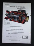 Original 1953 Advert Rotax D.c. Motors Aircraft Electrical Systems. Fixed Price $20.14.