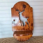 Wood Burn Deer Shelf, Solid Pine Buck Cutout Wall Mount, Cabin Lodge, Euc. Fixed Price $62.00.