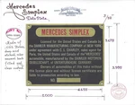 Mercedes Simplex Data Plate Acid Etched German Built Cars. Fixed Price $285.00.