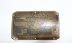 Original Continental O-170-3E Aircraft Engine Data Plate, Authentic, Brass. Fixed Price $38.00.