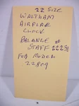 Waltham 22SIZE Airplane Clock Model 22809 # 22230 Balance Staff. Fixed Price $12.00.