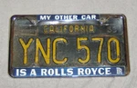 My Other Car Is Rolls-royce License Tag Frame Nos! Bentley Gm Chevy Ford Vw. Fixed Price $65.00.