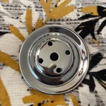 Long Water Pump Pulley For 1969 To 1985 Chevy, Single Belt Groove Chrome 4408. Fixed Price $39.00.