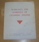 Alvis Warranty For Overhaul Of Lycoming Engines Type GO.480.G1D6 L.202-37. Fixed Price $5.37.