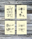 Vintage Biplane Decor Wall Art Set Of 4 Unframed Cream Patent. Fixed Price $85.00.