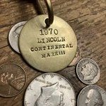 1970 Lincoln Continental Mark Lll Brass Key Fob. Fixed Price $15.95.